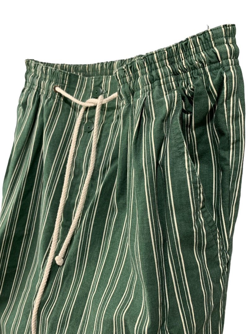 Medium Gap Women's Pull On Green White Stripe Pants Pockets Y2K