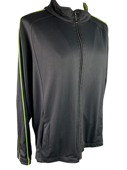 XL Chico's Women's Black Full Zip Warm Up Jacket Green Piping