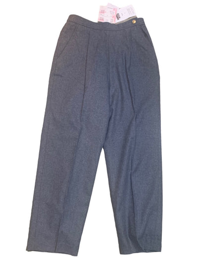 Size 12P Surban Petites Women's Dark Gray Wool Blend New Dress Pants Side Button 1980s Vintage