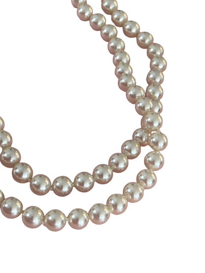 Vintage Faux Pearl Hand Knotted Necklace 31"