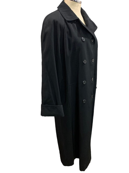 Size 8P Gallery Petite New Women's Black Overcoat Trench Water Repellent 1990s Vintage