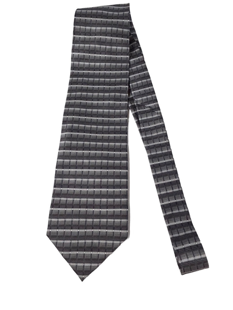 Croft & Barrow Men's Gray Silk Necktie Geometric Patter 59" Tie