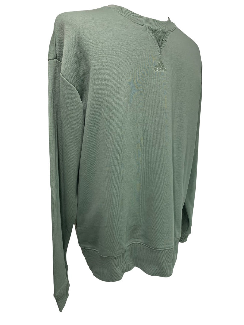 Small Adidas Men's New Silver Green Pullover French Terry Sweatshirt IC9809