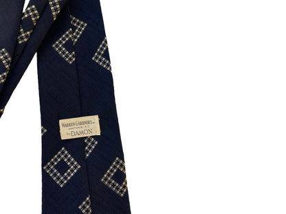 Vintage 1970s Men's 54" Necktie Warren Gardners by Damon Retro Navy Blue Textured Polyester 4.5" Wide