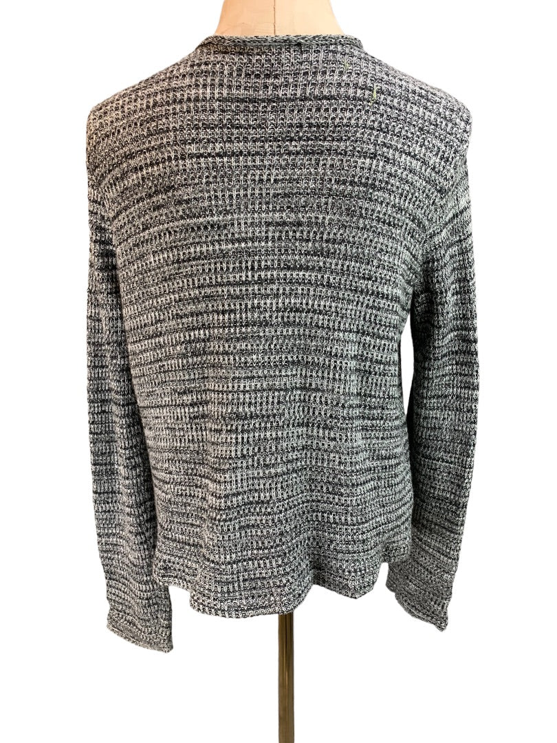 Medium eight eight eight Women's Gray Blue Marled Knit Open Cardigan Drape Front