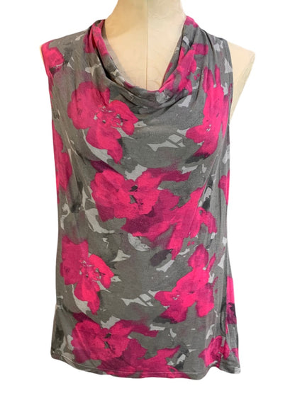 Medium Mossimo Women's Jersey Knit Drape Neck Sleeveless Top Gray Fuschia