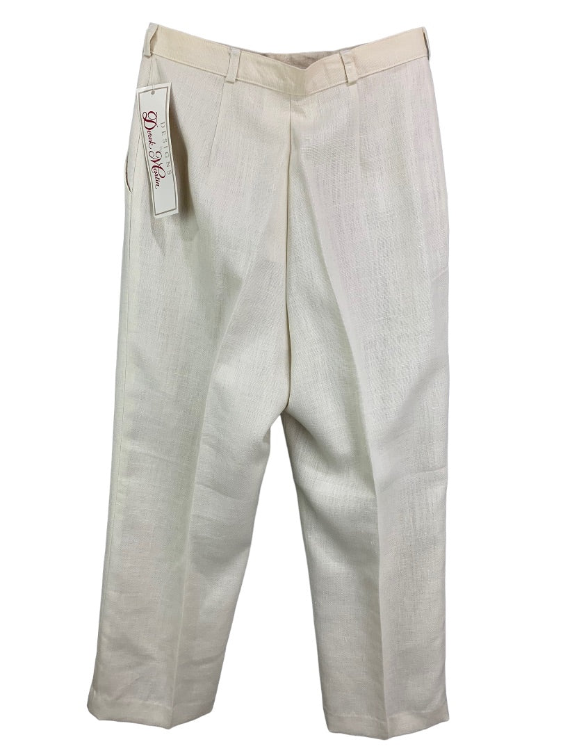 Size 10 Designs by Derek Martin Linen Blend Lined Dress Pants Cream Y2K  Women's