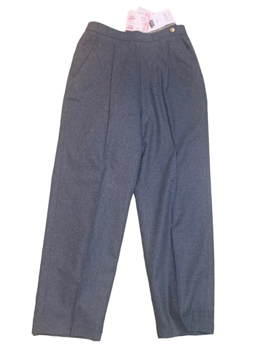 Size 12P Surban Petites Women's Dark Gray Wool Blend New Dress Pants Side Button 1980s Vintage