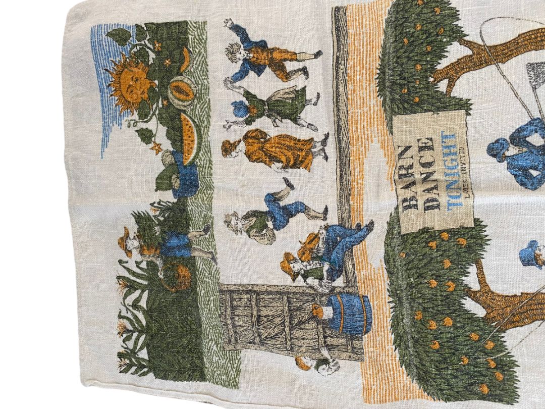 Lois Lang Signed Summer Month Tea Towels Signed Vintage June July August Folk Art