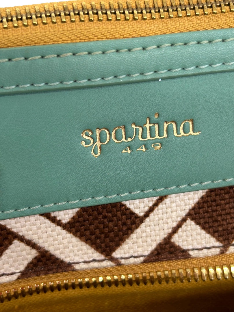 Spartina 449 Linen Shoulder Bag Sea Foam Green Trim Stanley. Bag