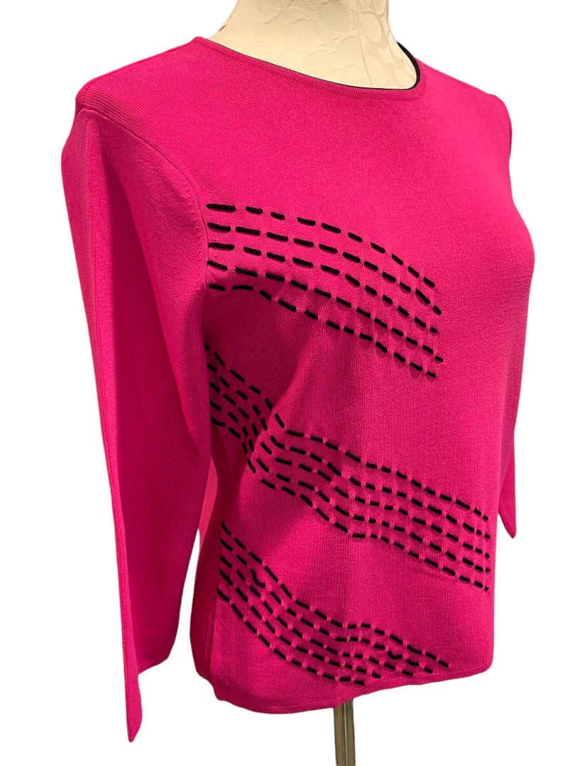 Large Carducci Women's Hot Pink Pullover Sweater Rayon Nylon Knit