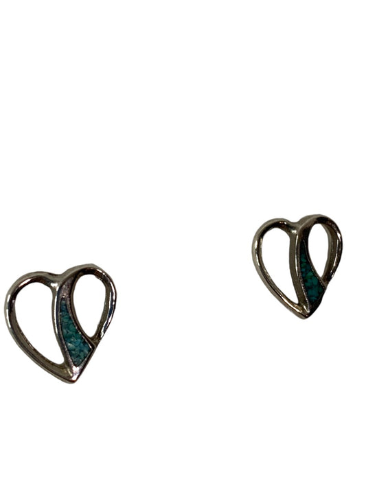 Silvertone Heart Post Pierced Earrings .5 Inch Delicate
