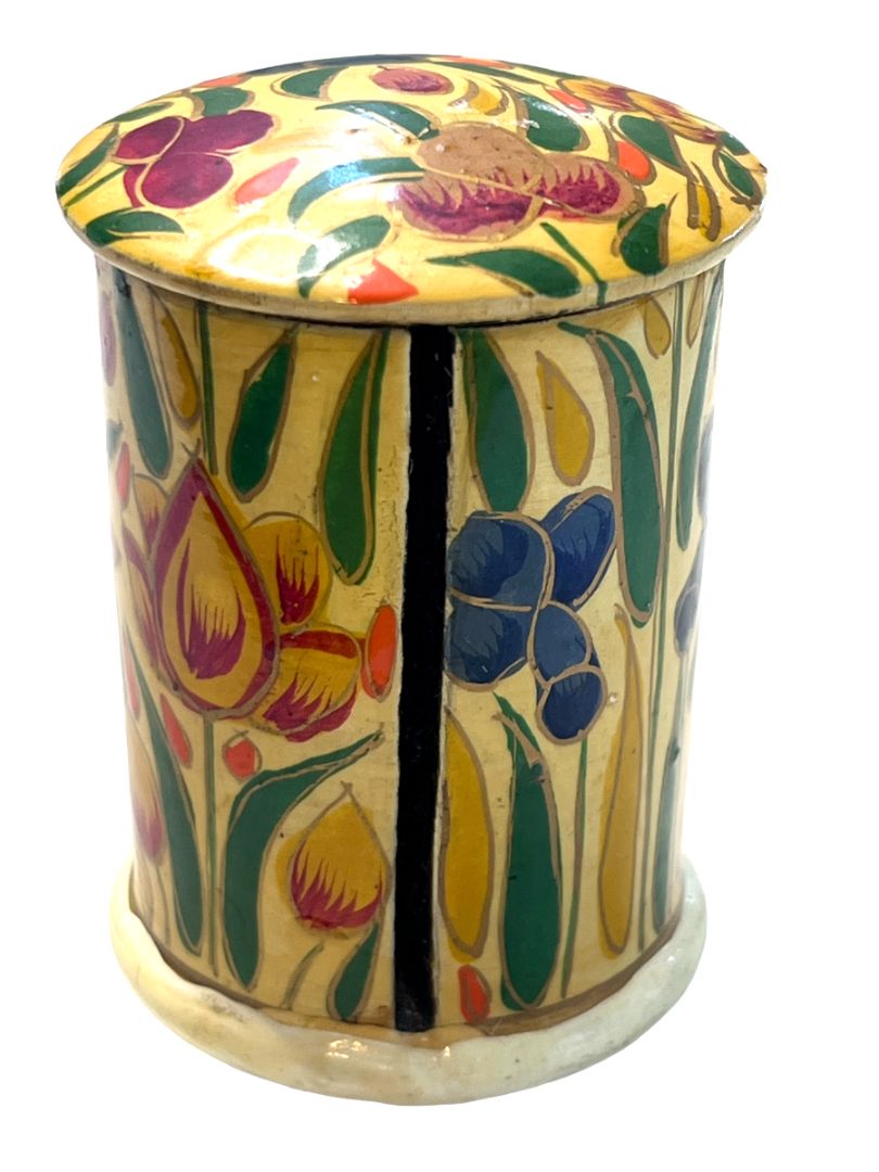 Vintage Floral Painted Paper Mache Stamp Dispenser India Hand Painted