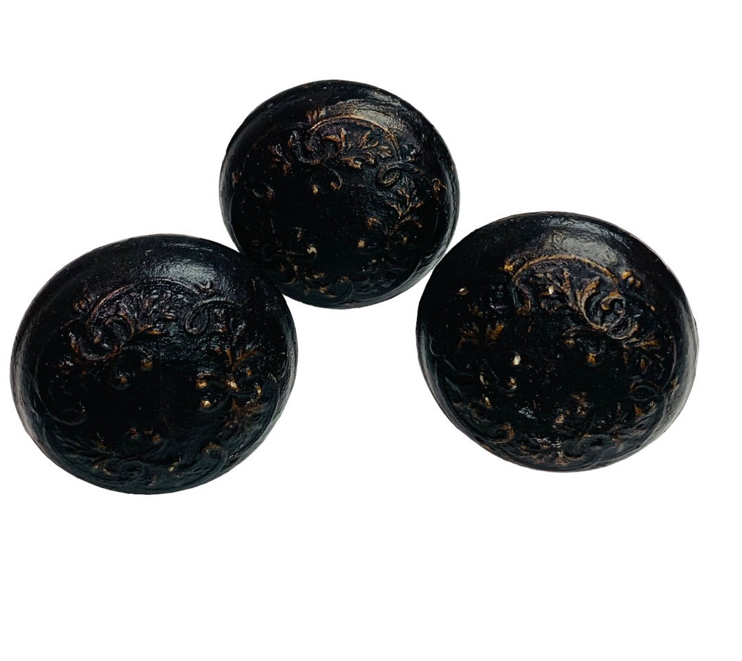 Set of 3 Reproduction Antique Door Knobs Decorative Plastic Resin 2" Diameterr