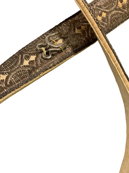 Women's Belts 1960s Vintage 25" Metallic Embroidery Silvertone Clasp