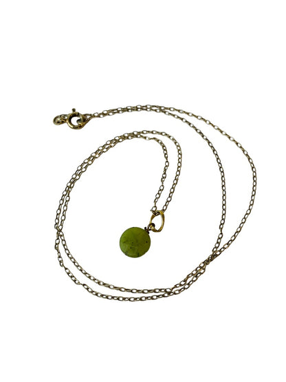 Delicate Goldtone 18" Necklace Green Faceted Removable Stone Pendant