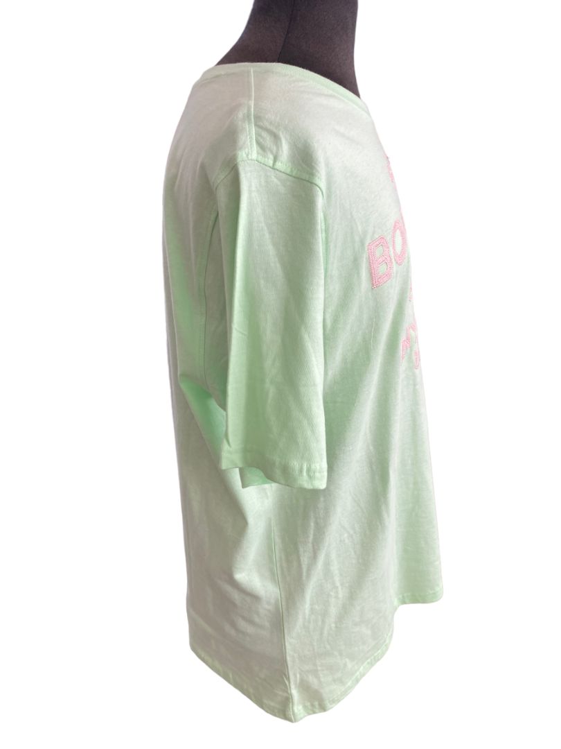 NWT Born Fly Mint Green Pink Embroidered Logo T-Shirt