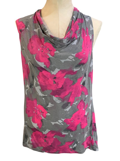 Medium Mossimo Women's Jersey Knit Drape Neck Sleeveless Top Gray Fuschia