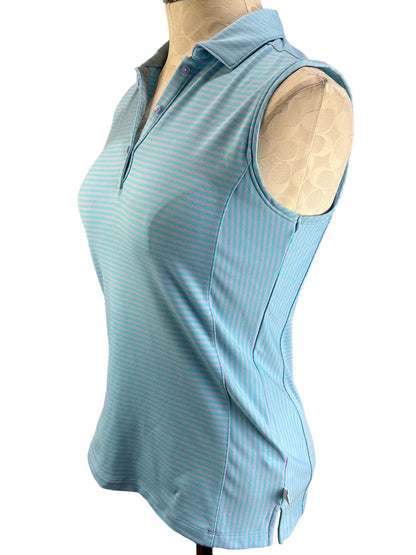 XS Lady Hagen Women's Blue Lavender Striped Golf Polo Sleeveless