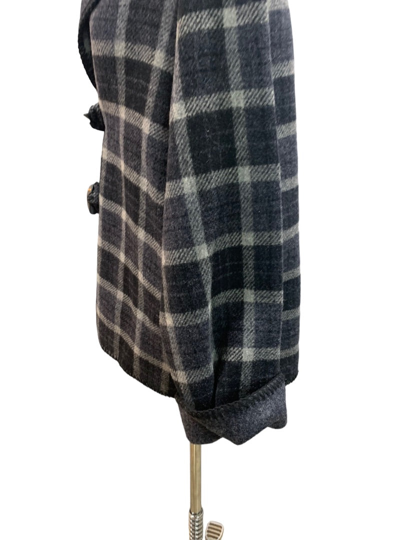 Large Petite Marsh Landing Petites Women's Gray Plaid Wool Blend Toggle Closure Coat Jacket