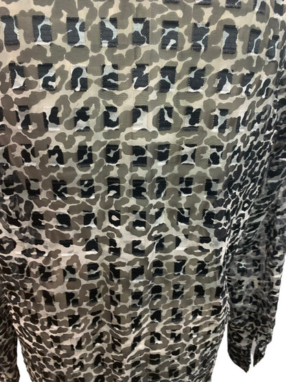 Medium Notations Women's New Sheer Animal Print Metallic Button Up Blouse