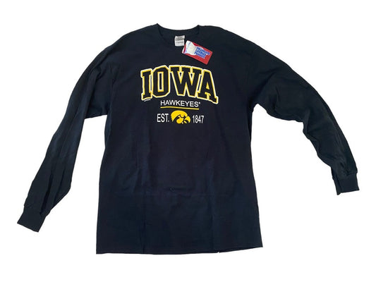 NWT Large Iowa Hawkeyes Long Sleeve T-Shirt Collegiate Licensed Product 100% Preshrunk Cotton