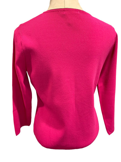 Large Carducci Women's Hot Pink Pullover Sweater Rayon Nylon Knit