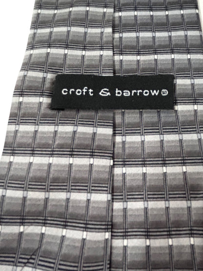 Croft & Barrow Men's Gray Silk Necktie Geometric Patter 59" Tie