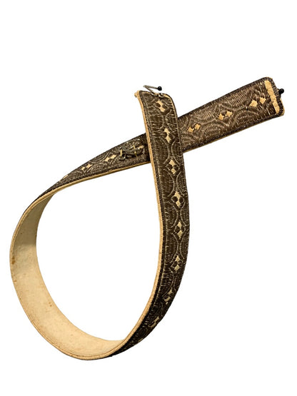 Women's Belts 1960s Vintage 25" Metallic Embroidery Silvertone Clasp