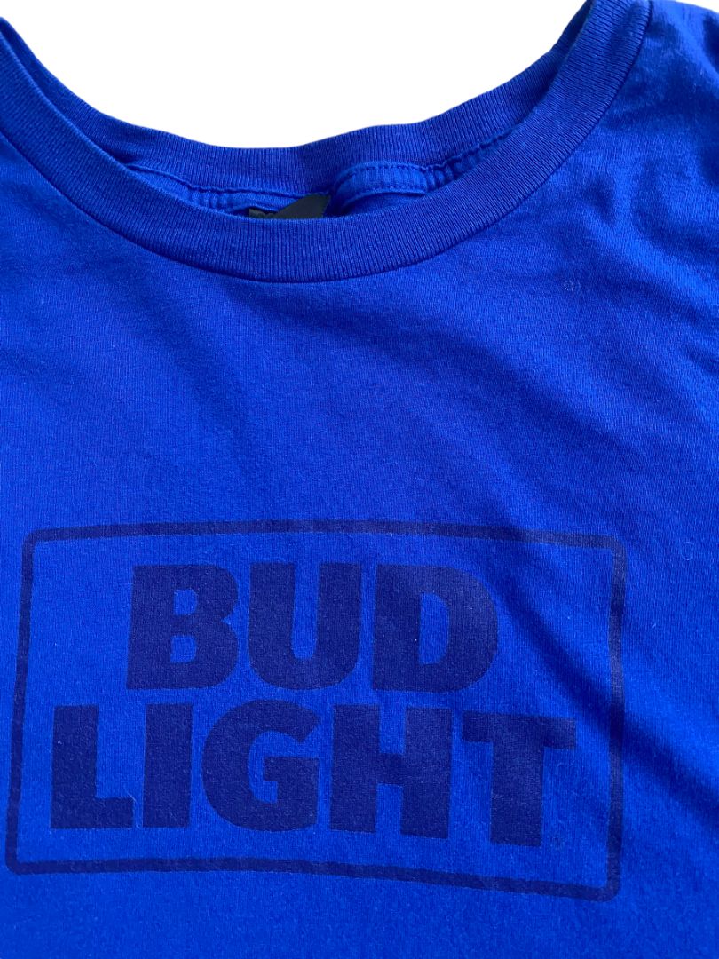 XL Hanes Bud Light Blue On Blue T-Shirt Shirt