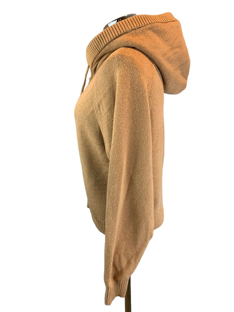 Large Central Park West Women's Camel Color Full Zip Hooded Sweater