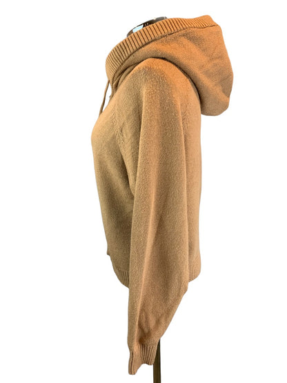 Large Central Park West Women's Camel Color Full Zip Hooded Sweater