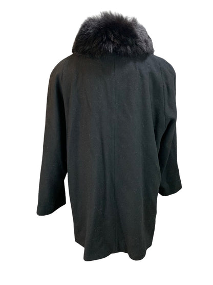 12 Forecaster of Boston Women's Vintage 1980s Black Wool Coat Fox Fur Collar