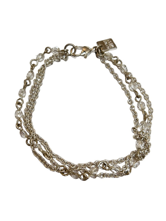 Nine West 7.5" Silvertone Clear Bead Triple Strand Bracelet Delicate