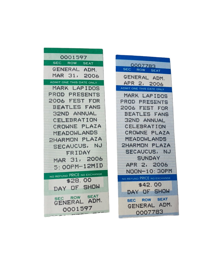 Beatles Fest Tickets 32nd Annual Secaucus NJ 2006  April 2 and March 31