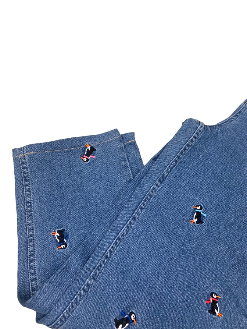 Size 10 Quacker Factory Women's Embroidered Penguin Mom Jeans