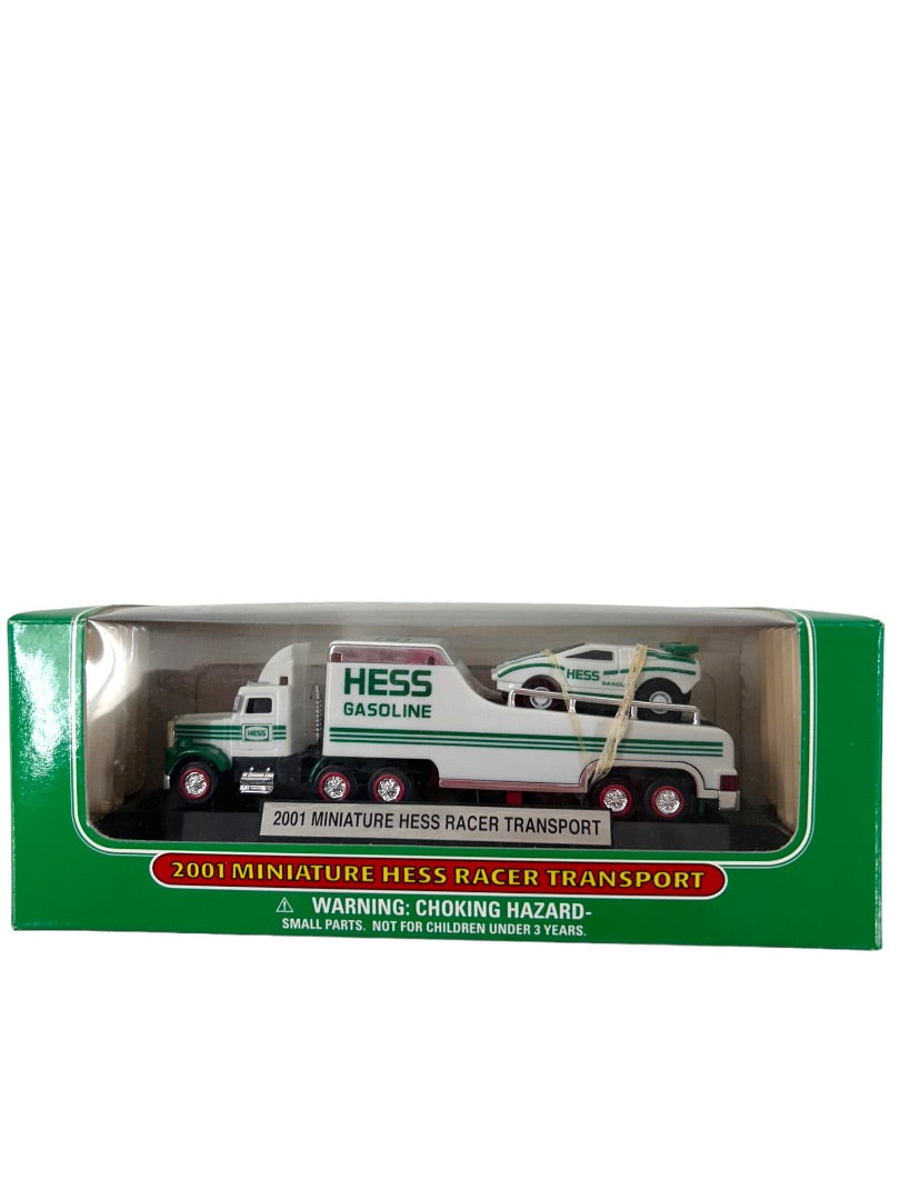 2001 Miniature Hess Racer Transport New in Box Collectible on Display Stand