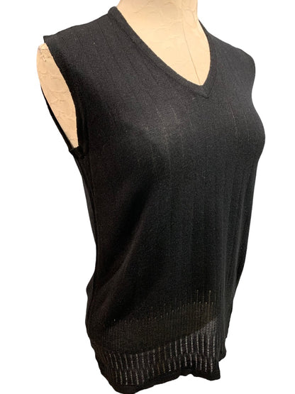 Large Carol Little Knitwear Women's Black V-Neck Lightweight Sleeveless Sweater Shell