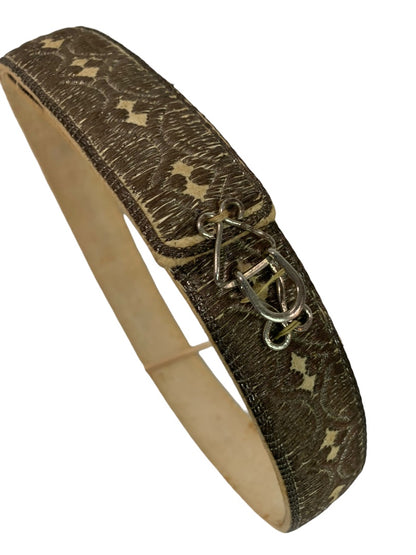 Women's Belts 1960s Vintage 25" Metallic Embroidery Silvertone Clasp