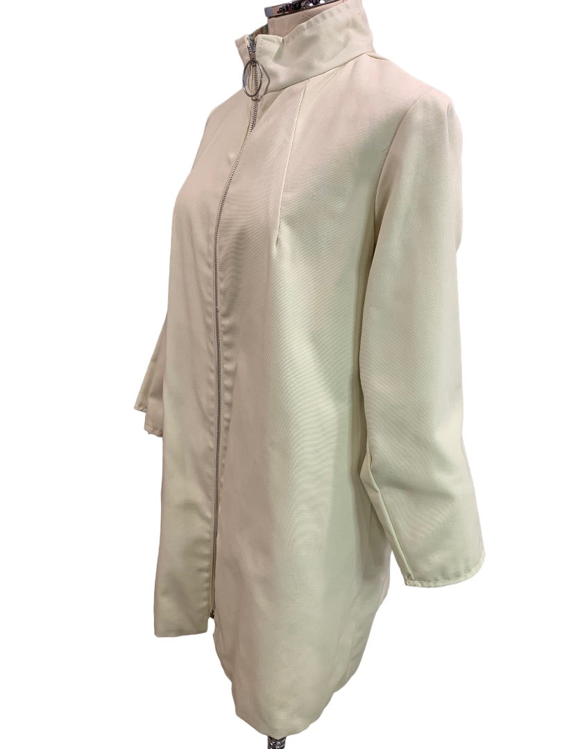 Medium Women's Reversible 1960s O-Ring Overcoat Pastel Flowers