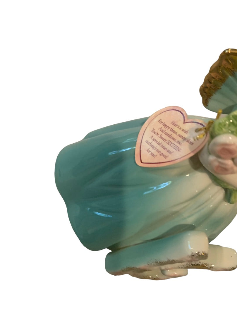 Josef Original "16 Years Old" Porcelain Birthday Angel Girl Figurine Blue 6"h Tag