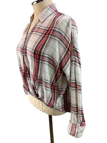 Small Lou & Grey Women's Soft Flannel Faux Wrap Pullover Blouse Shirt