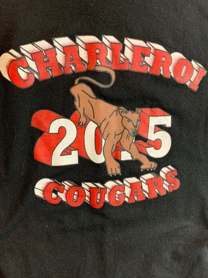 2XL Gildan DryBlend Men's Black Short Sleeve Tshirt "Charleroi 2015 Cougars"