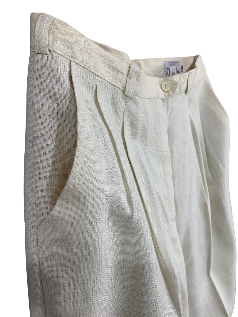 Size 10 Designs by Derek Martin Linen Blend Lined Dress Pants Cream Y2K  Women's