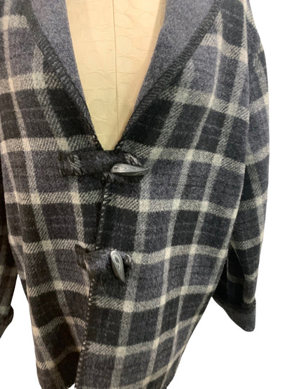 Large Petite Marsh Landing Petites Women's Gray Plaid Wool Blend Toggle Closure Coat Jacket