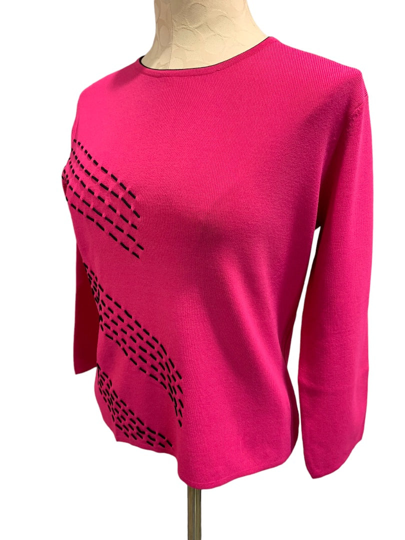 Large Carducci Women's Hot Pink Pullover Sweater Rayon Nylon Knit