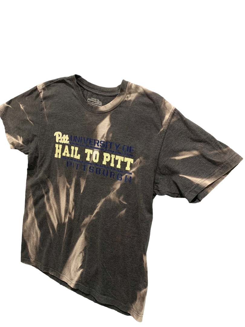 Large Hail to Pitt University Bleach Look Adult Unisex Tshirt