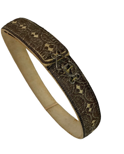 Women's Belts 1960s Vintage 25" Metallic Embroidery Silvertone Clasp