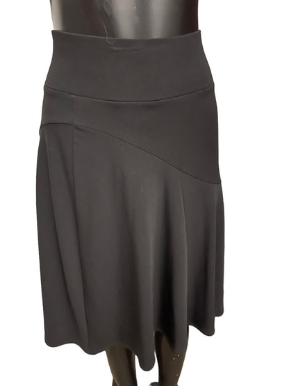 Medium Ideology Bottom Flare Skirt Black Pull On Stretch Fabric Knee Length