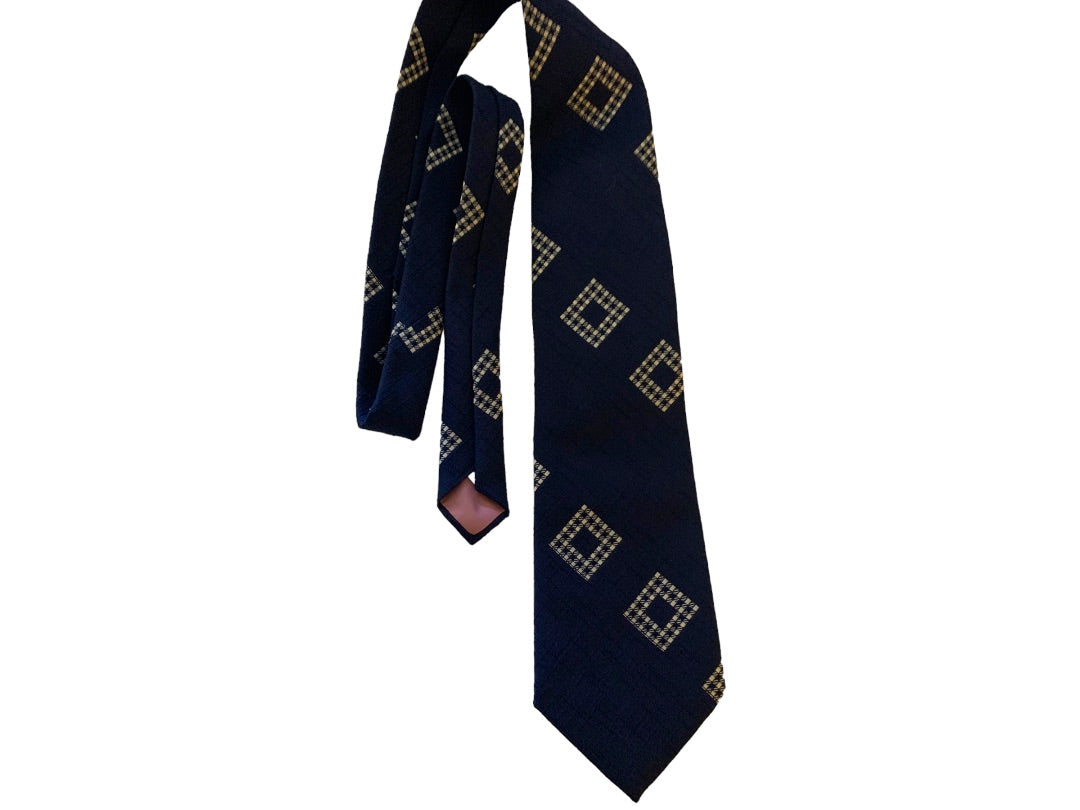 Vintage 1970s Men's 54" Necktie Warren Gardners by Damon Retro Navy Blue Textured Polyester 4.5" Wide